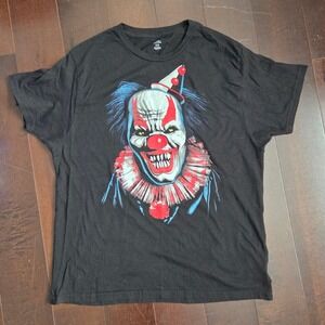 Way To Celebrate! Halloween Black Scary Creepy Clown Graphic T-Shirt Men's Sz XL